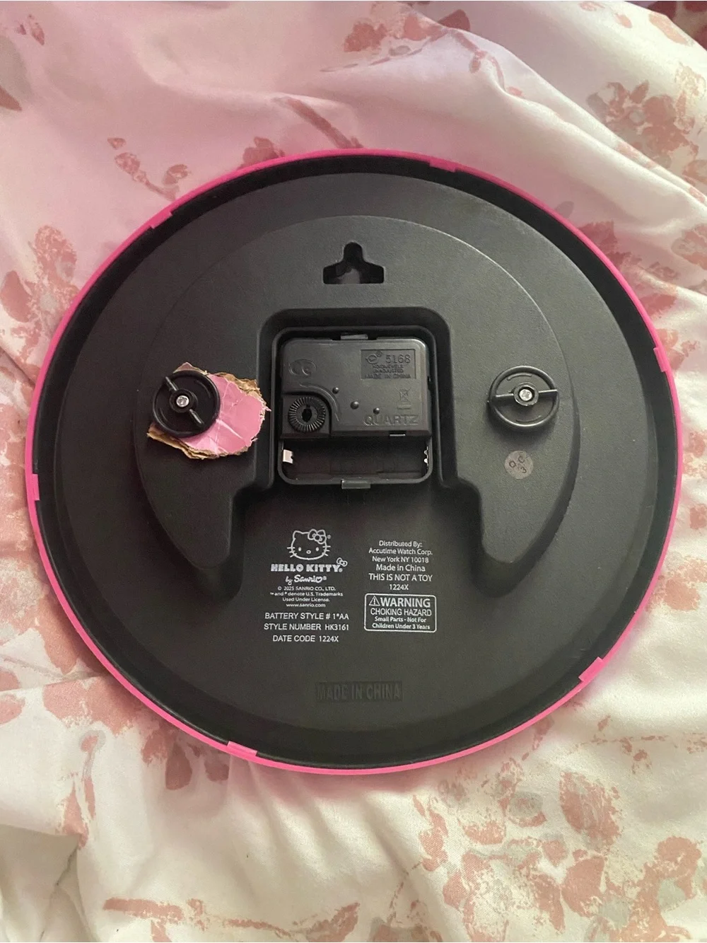 Sanrio Hello Kitty Pink and White Wall Clock